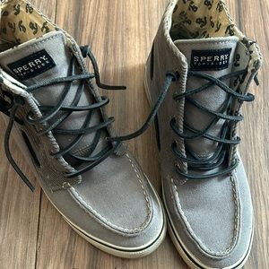 Sperry Top Sider Women’s Gray Corduroy High Top Zip Boot Sneaker